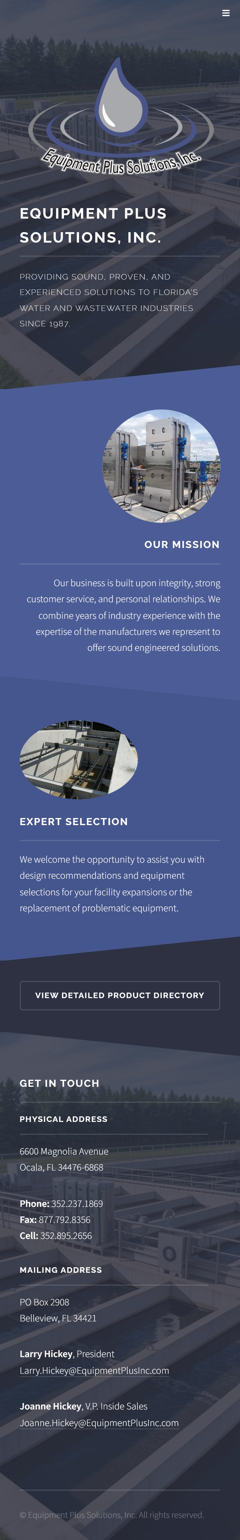 Equipment Plus Solutions rebuilt website showing clean mobile-first design